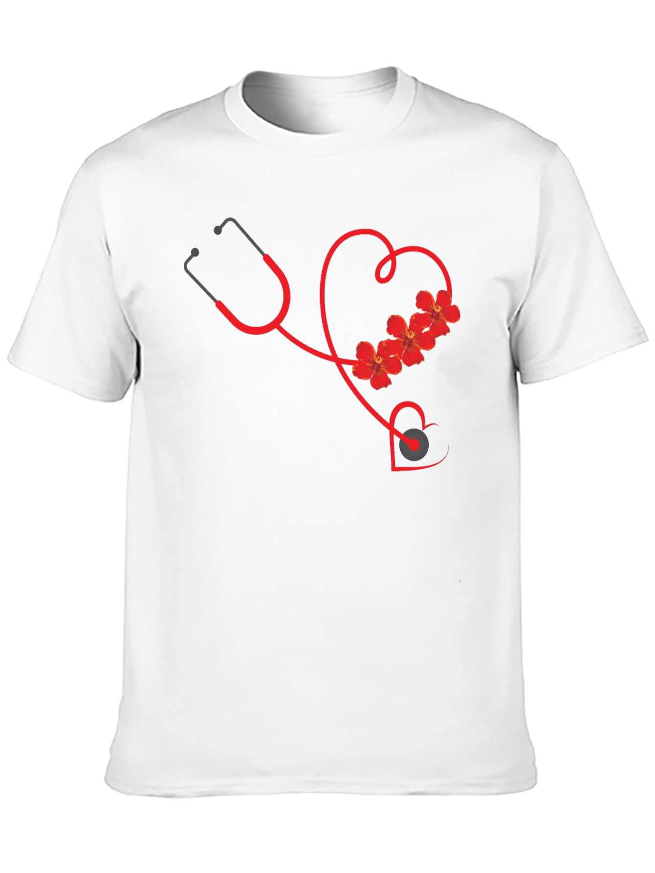 Floral Stethoscope Heart Graphic Tee