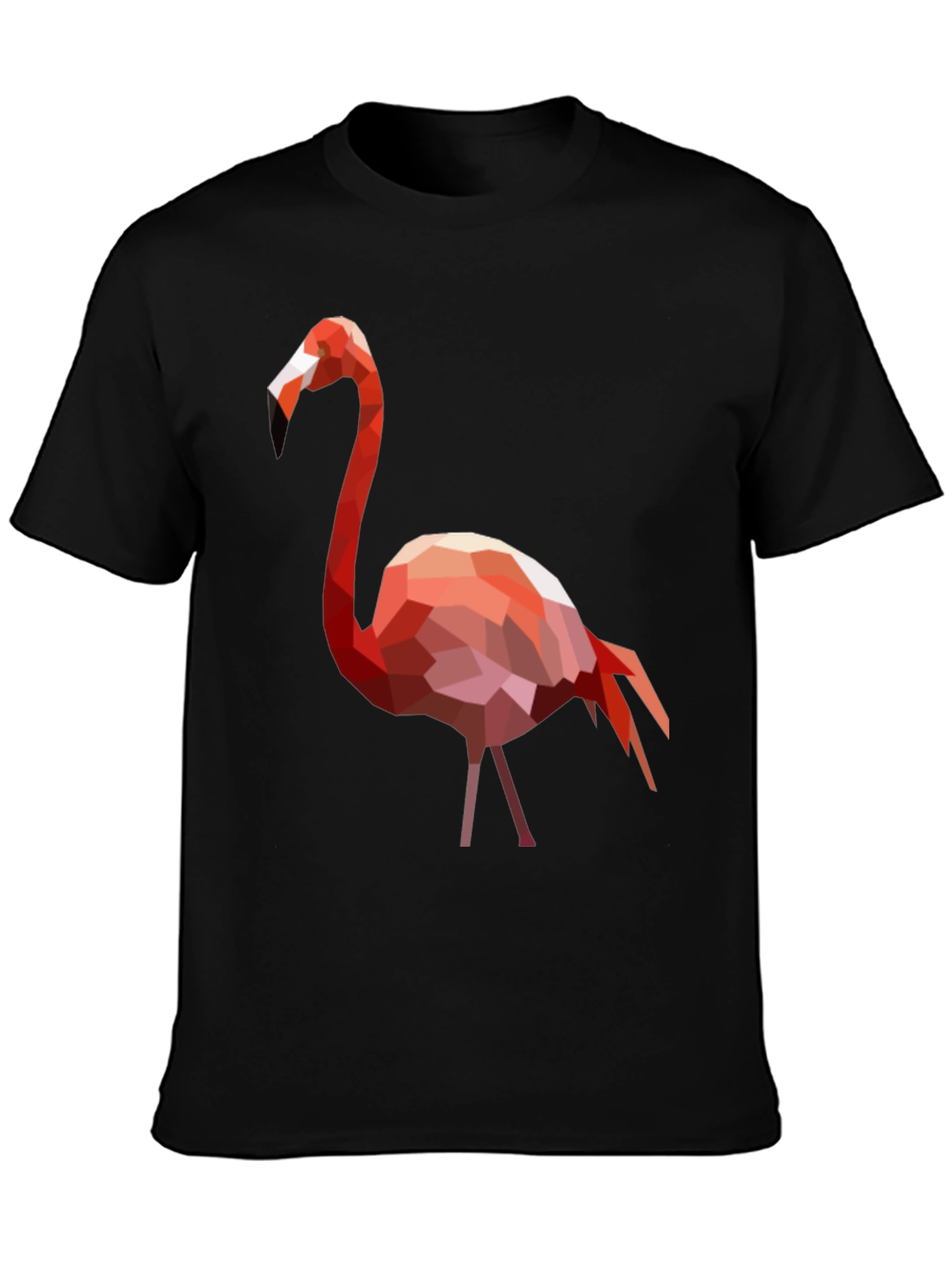 Geometric Flamingo Graphic Tee - Black