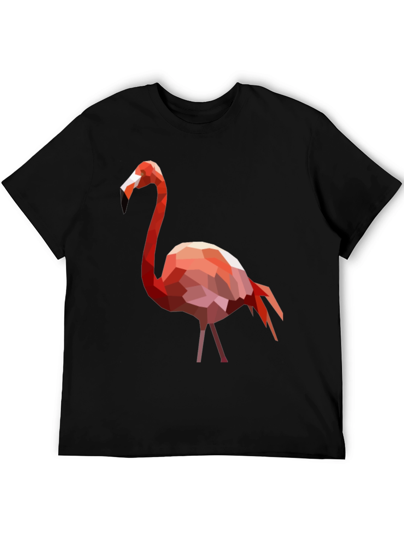 Geometric Flamingo Graphic Tee - Black