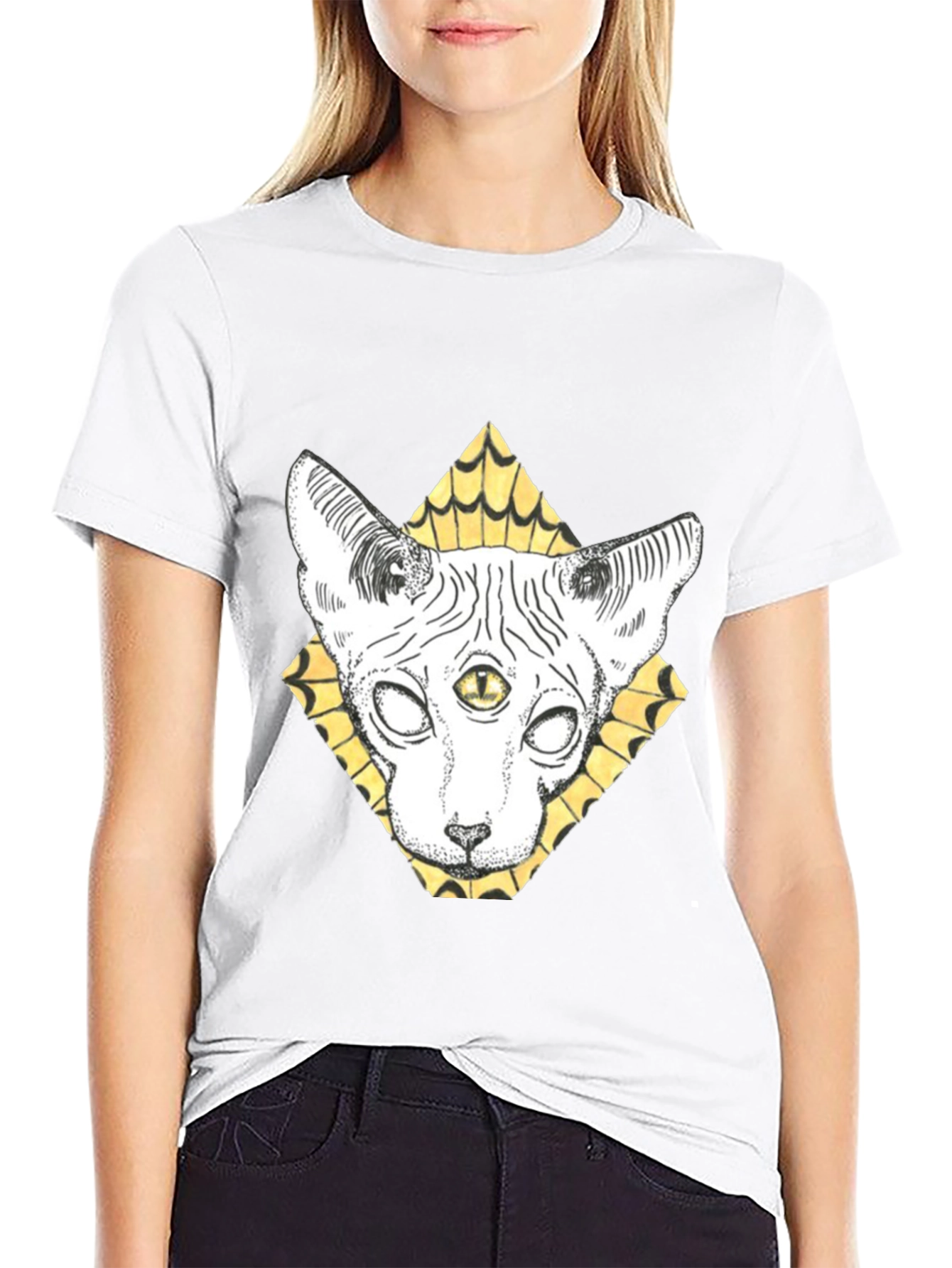 Third Eye Cat Graphic Tee - Unique Design