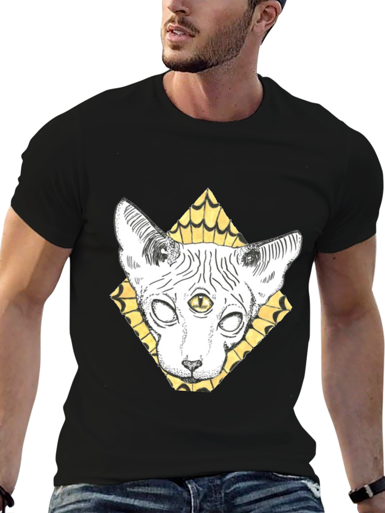 Third Eye Cat Graphic Tee - Unique Design