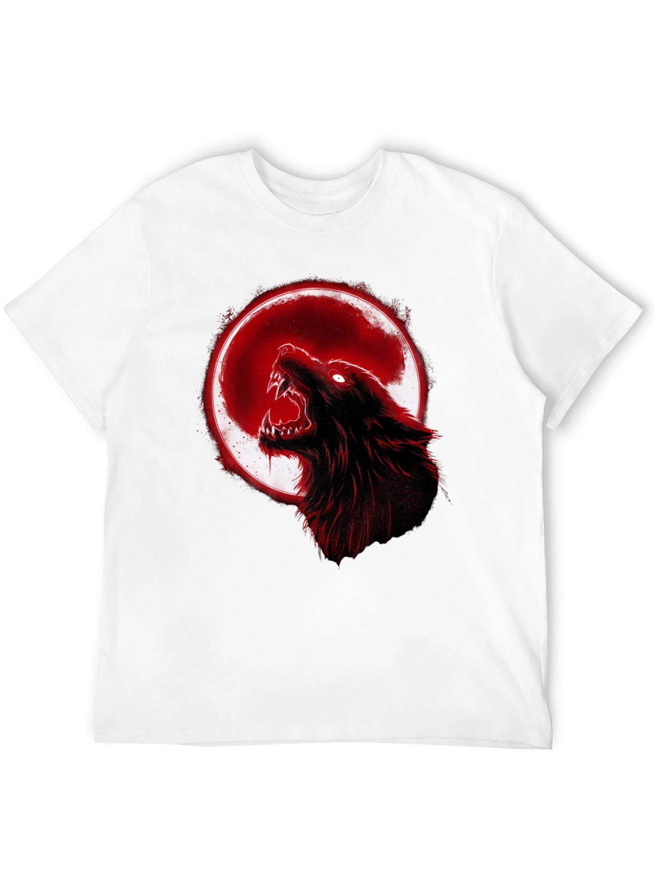 Full Moon Wolf Graphic Tee - Black Cotton T-Shirt