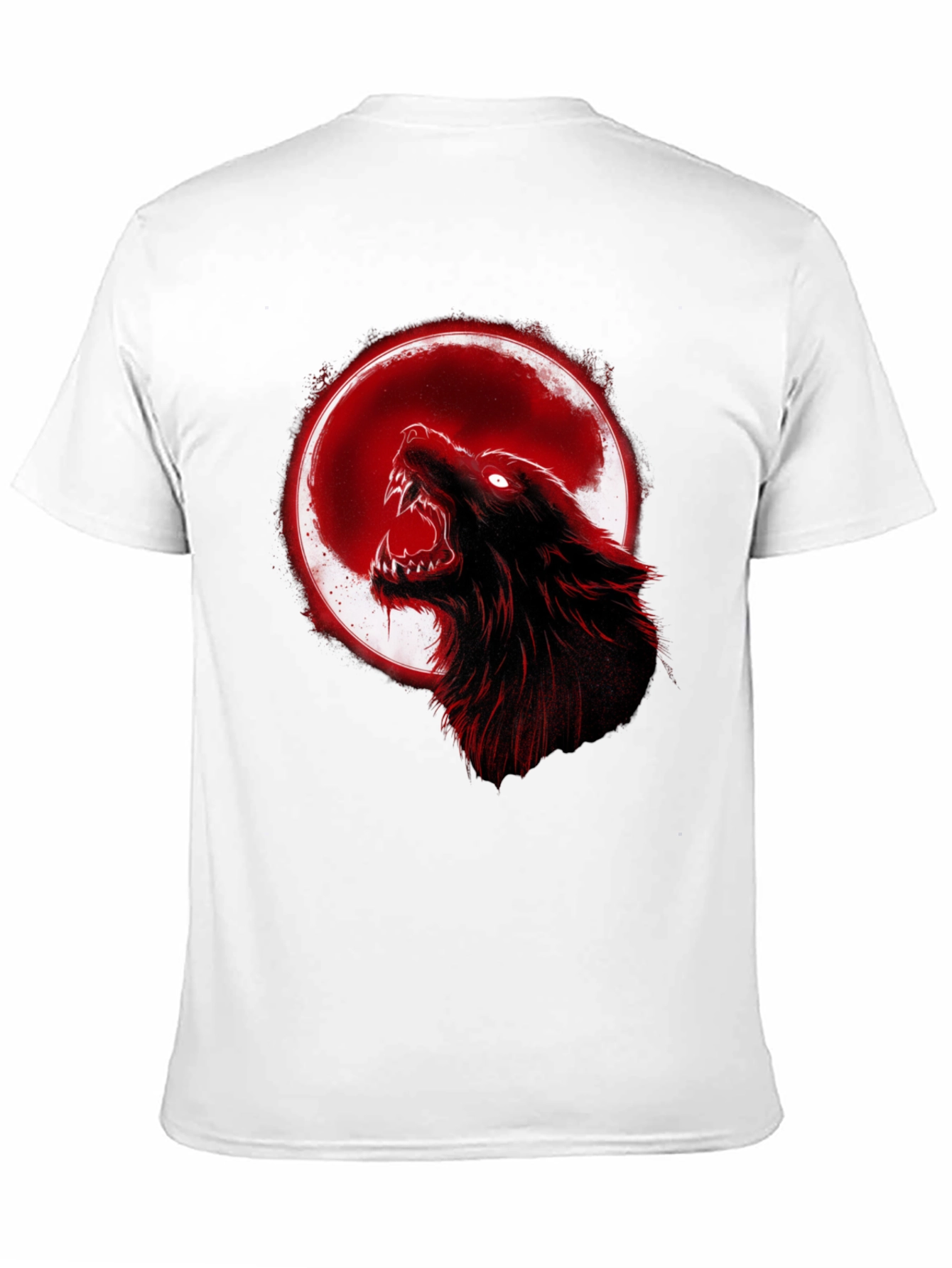 Full Moon Wolf Graphic Tee - Black Cotton T-Shirt