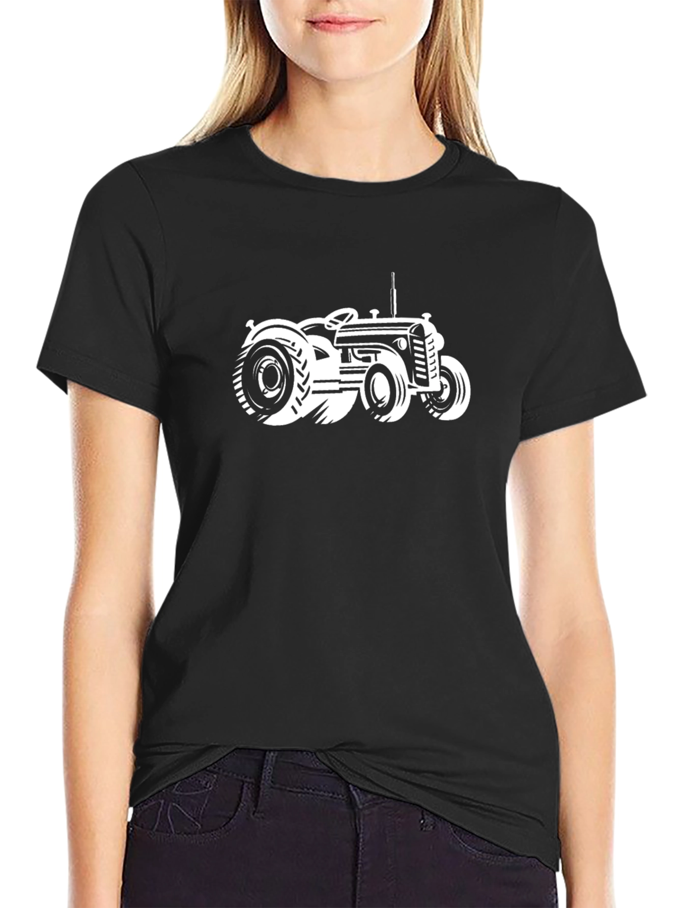 Classic Tractor Graphic Tee - Black Cotton