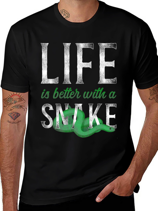 Life is Better with a Snake T-Shirt - Green Reptile Lover Tee