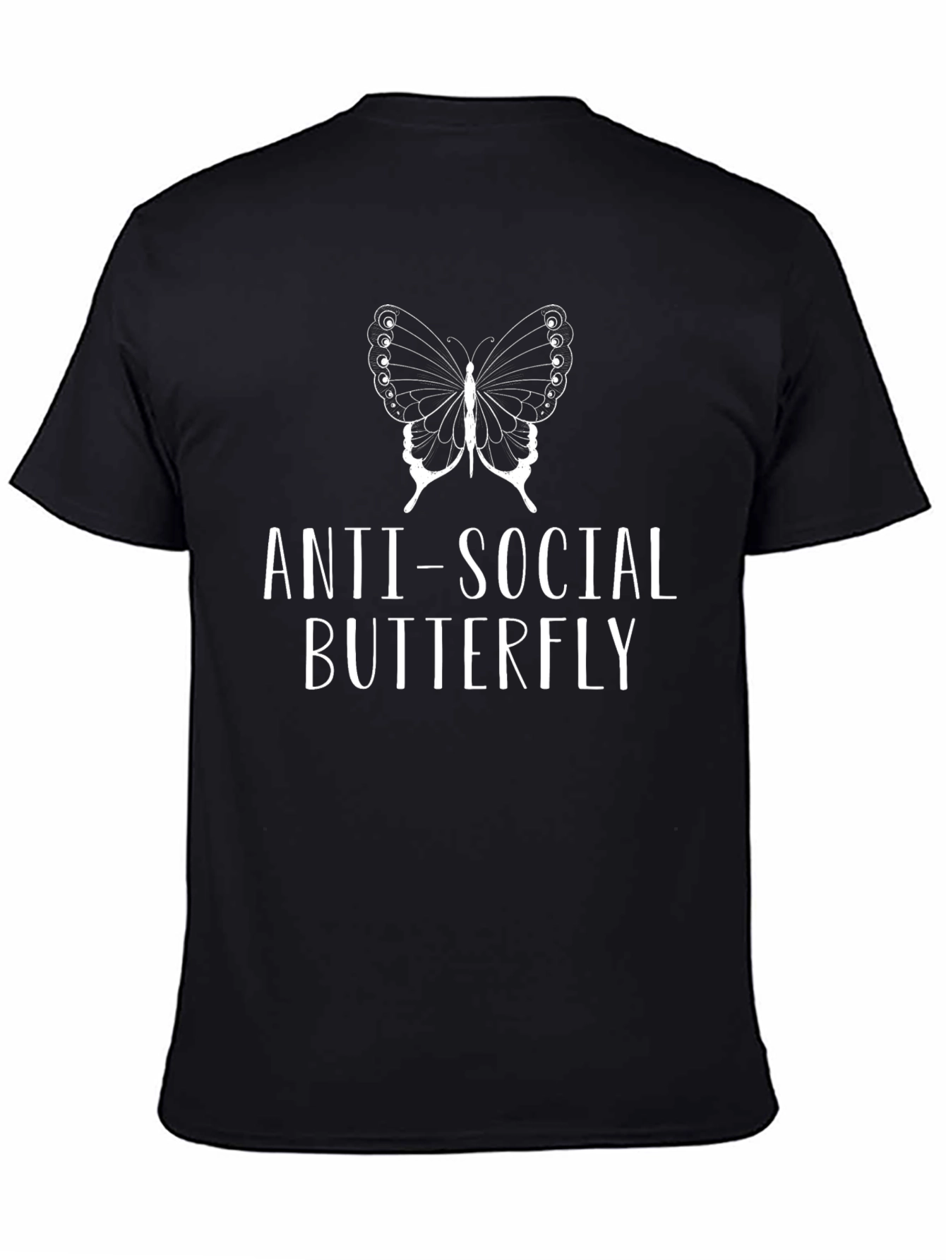 Anti-Social Butterfly Graphic T-Shirt - Black