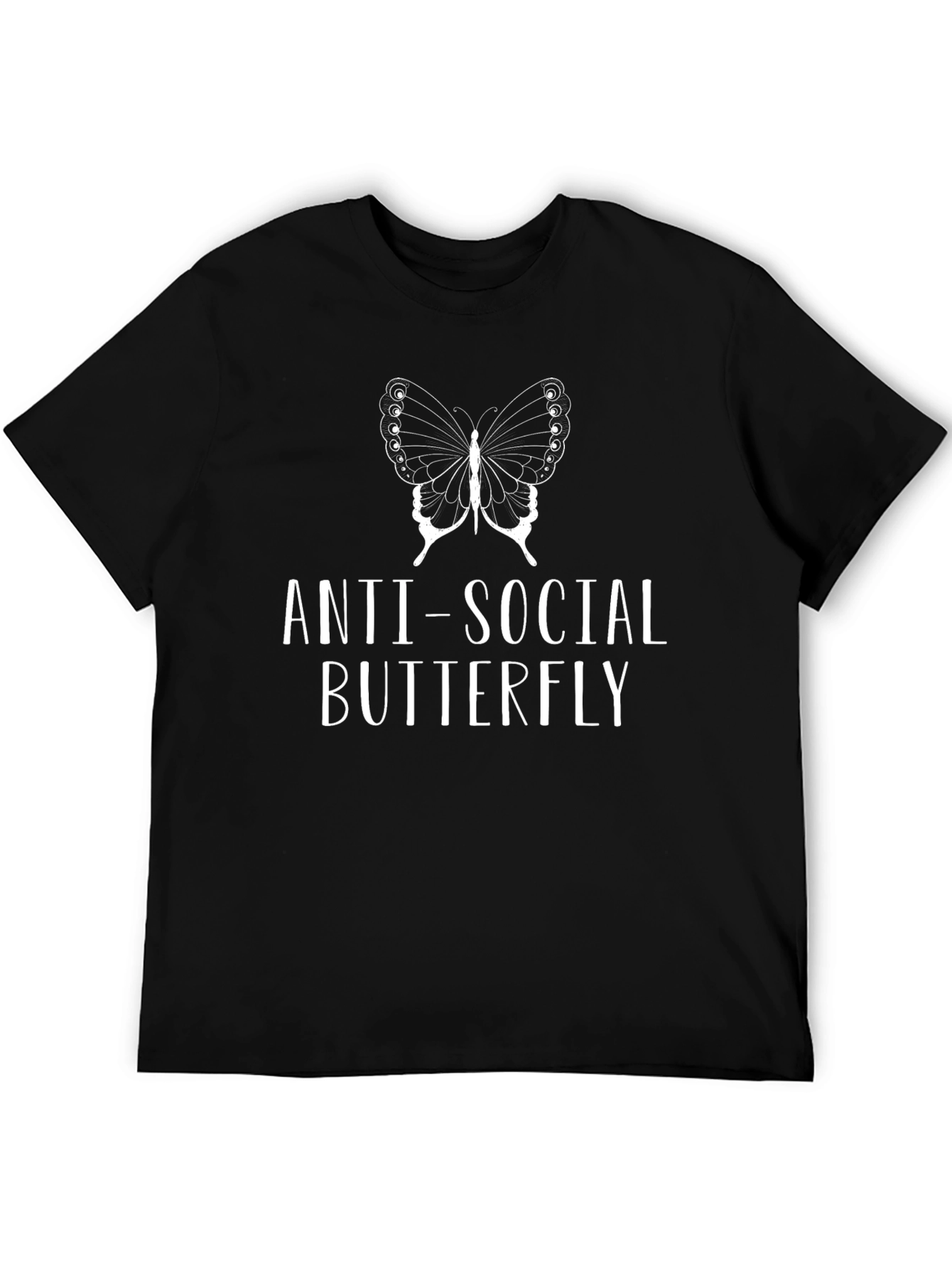 Anti-Social Butterfly Graphic T-Shirt - Black