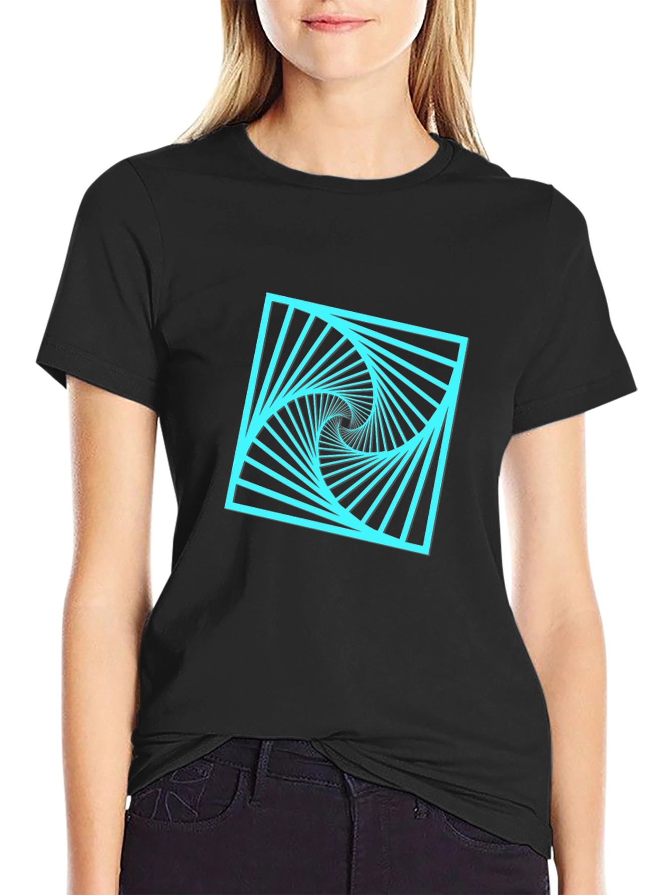 Abstract Optical Illusion Graphic Tee - Mens Black T-Shirt