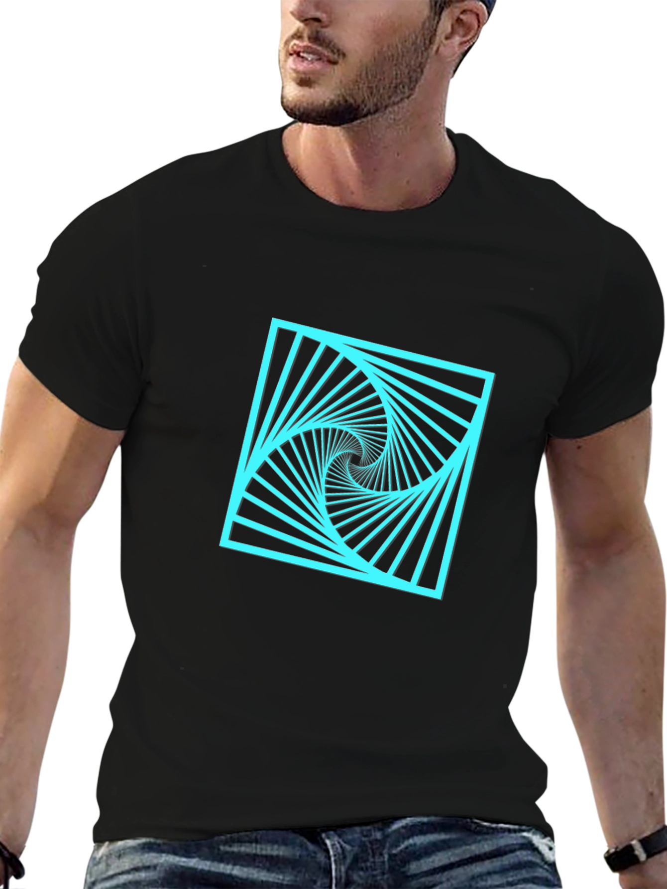 Abstract Optical Illusion Graphic Tee - Mens Black T-Shirt