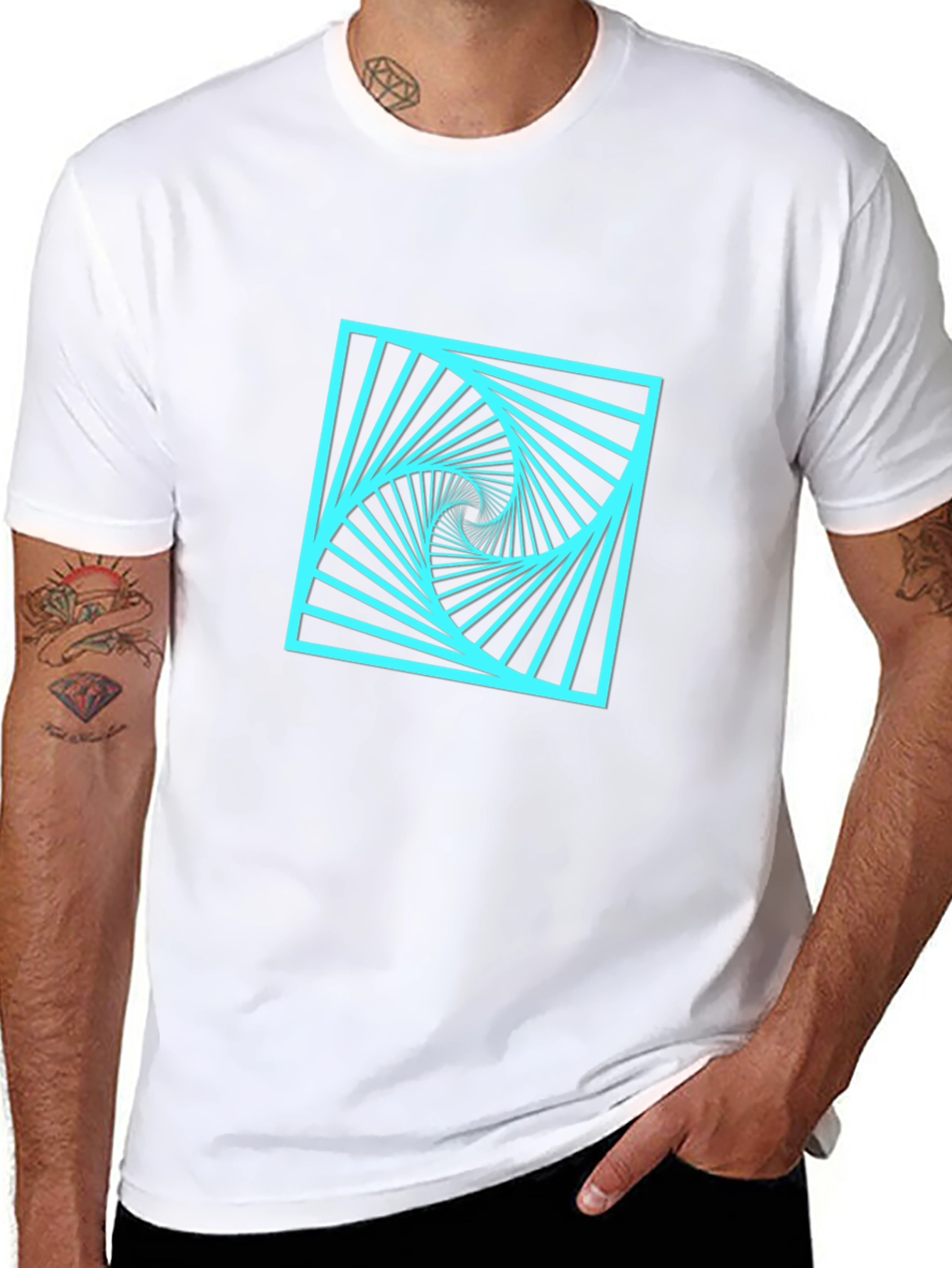 Abstract Optical Illusion Graphic Tee - Mens Black T-Shirt
