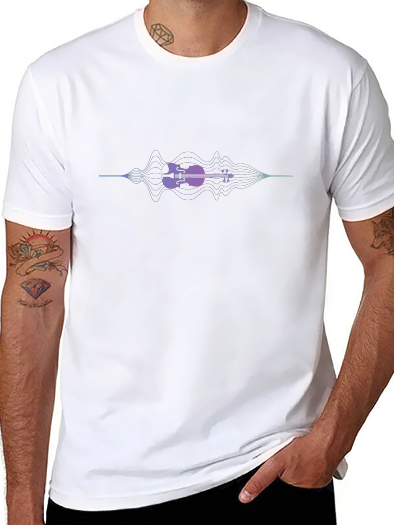 Violin Wave Graphic Black T-Shirt
