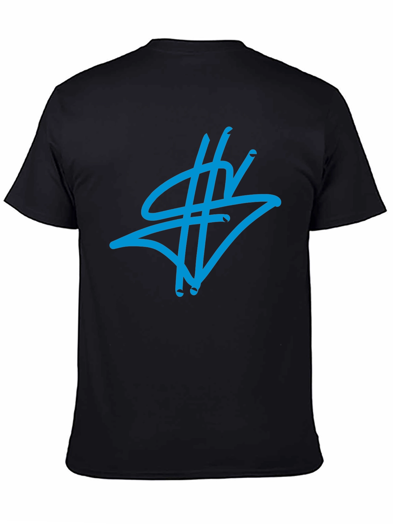 Black Graphic Tee - Abstract Blue Design