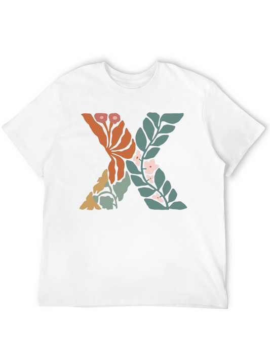 Floral X Graphic Tee - Stylish Mens Black T-Shirt