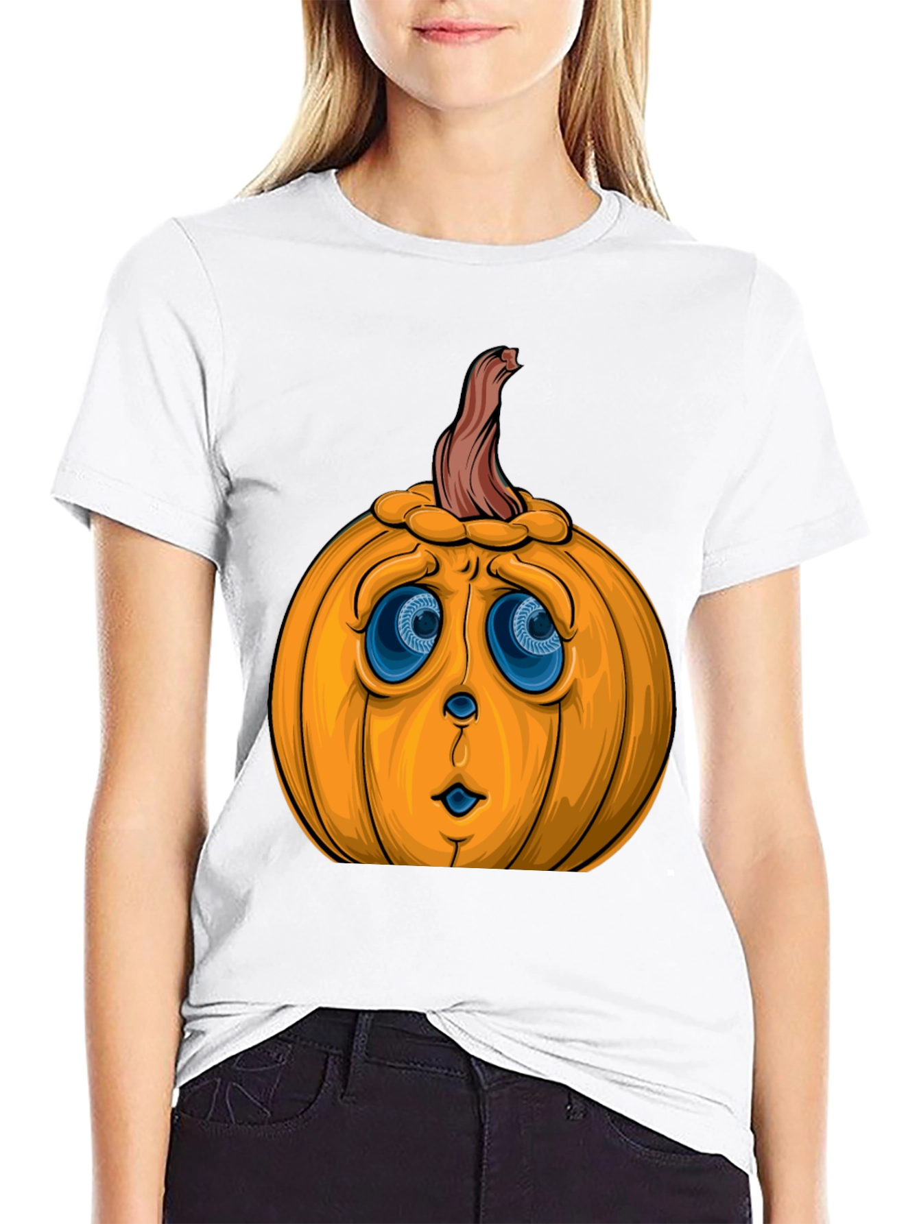 Sad Pumpkin Face Halloween T-Shirt