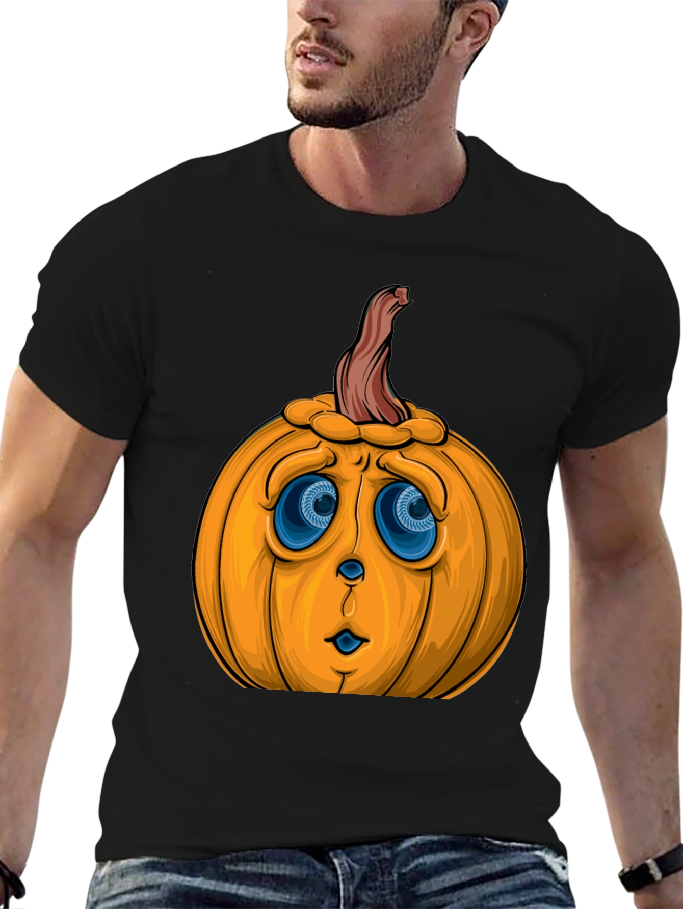 Sad Pumpkin Face Halloween T-Shirt