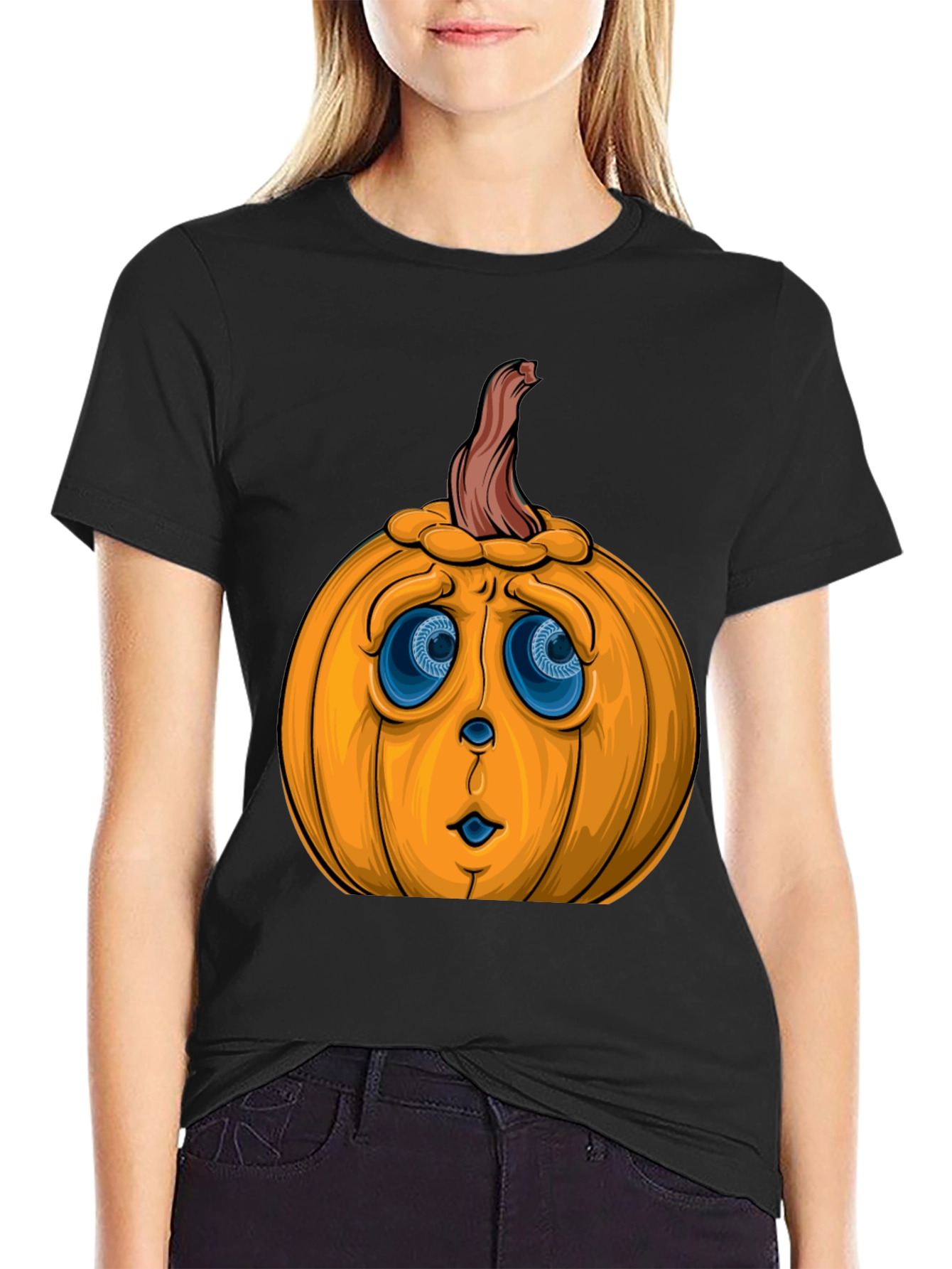 Sad Pumpkin Face Halloween T-Shirt