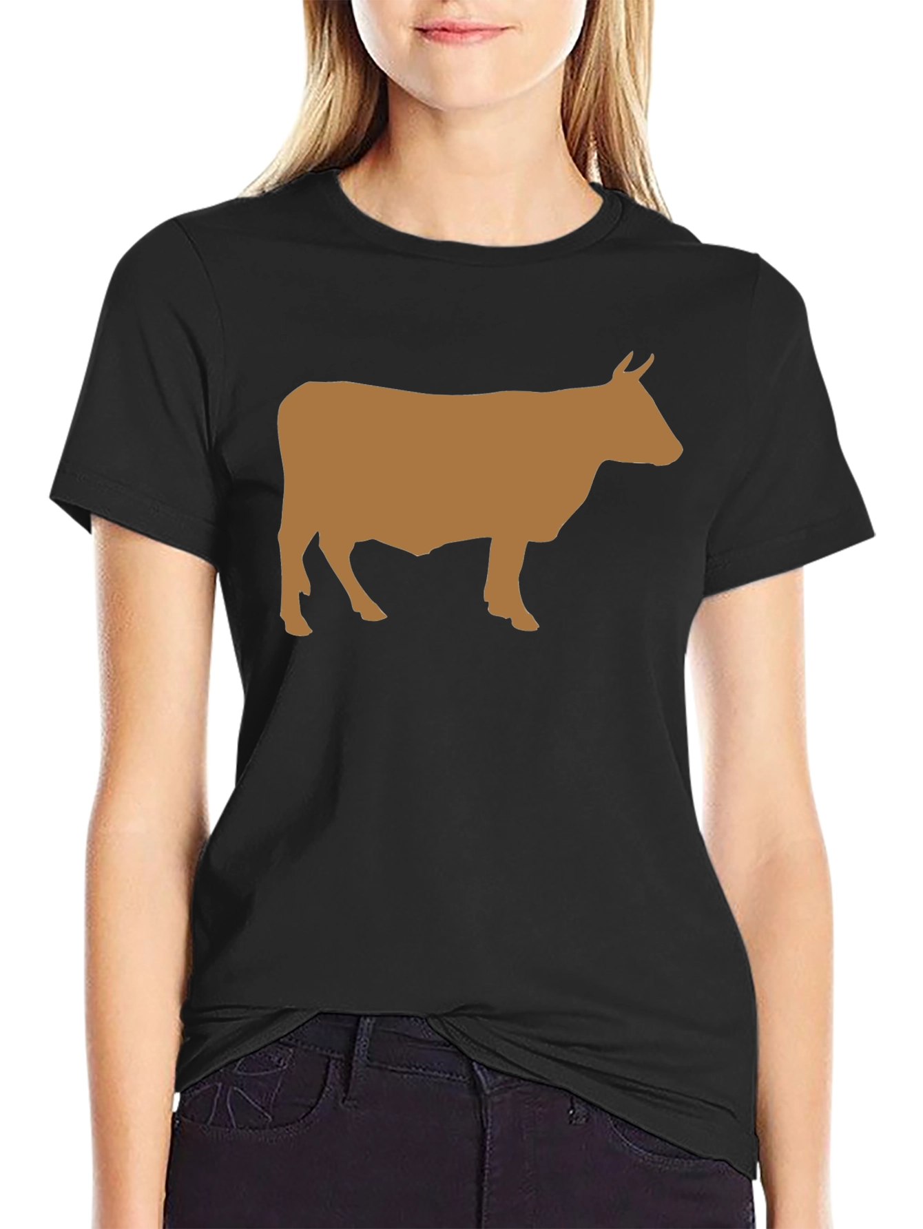 Cow Graphic Tee - Black Cotton Comfort