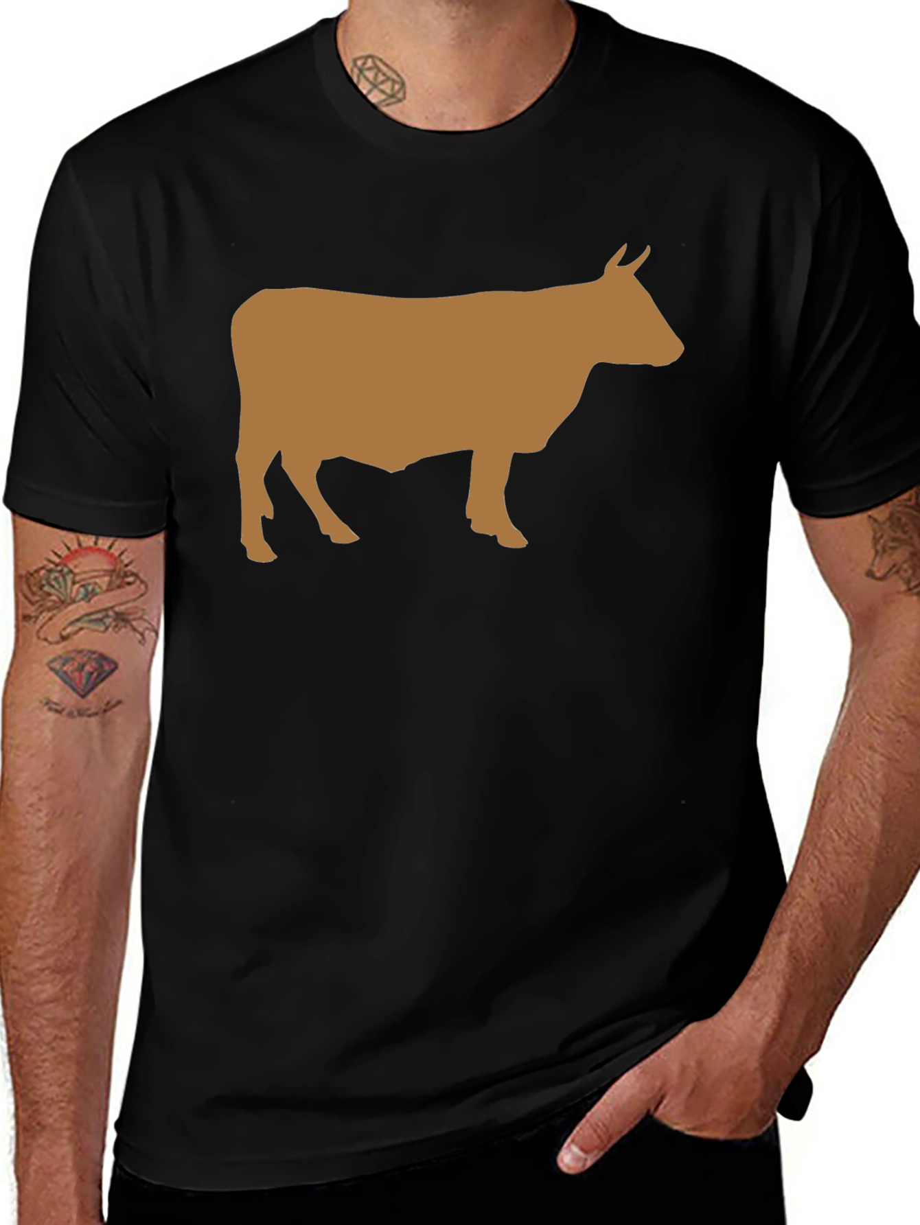 Cow Graphic Tee - Black Cotton Comfort