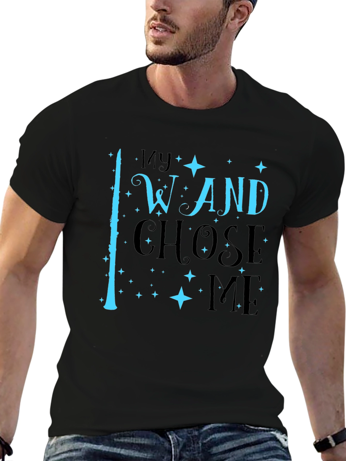 My Wand Chose Me Black T-Shirt