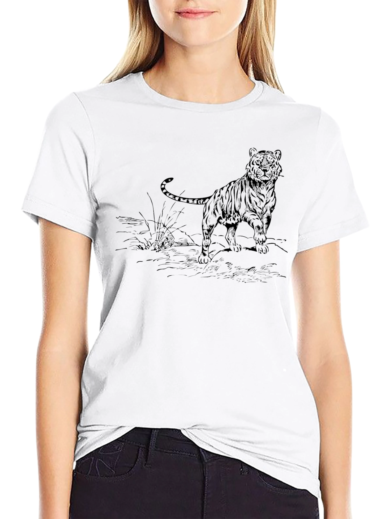 Black Tiger Graphic Print Tee