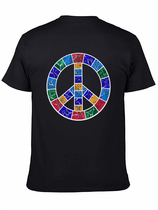 Peace Symbol Graphic Tee - Stained Glass Design