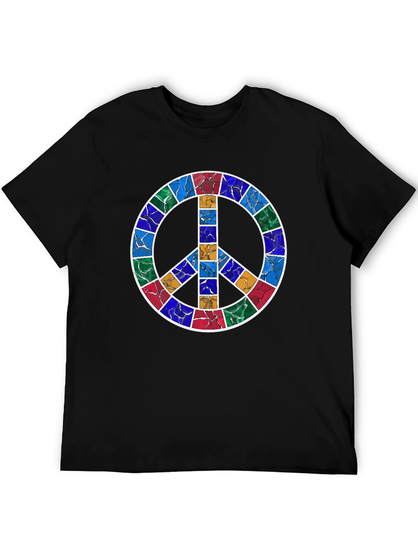 Peace Symbol Graphic Tee - Stained Glass Design