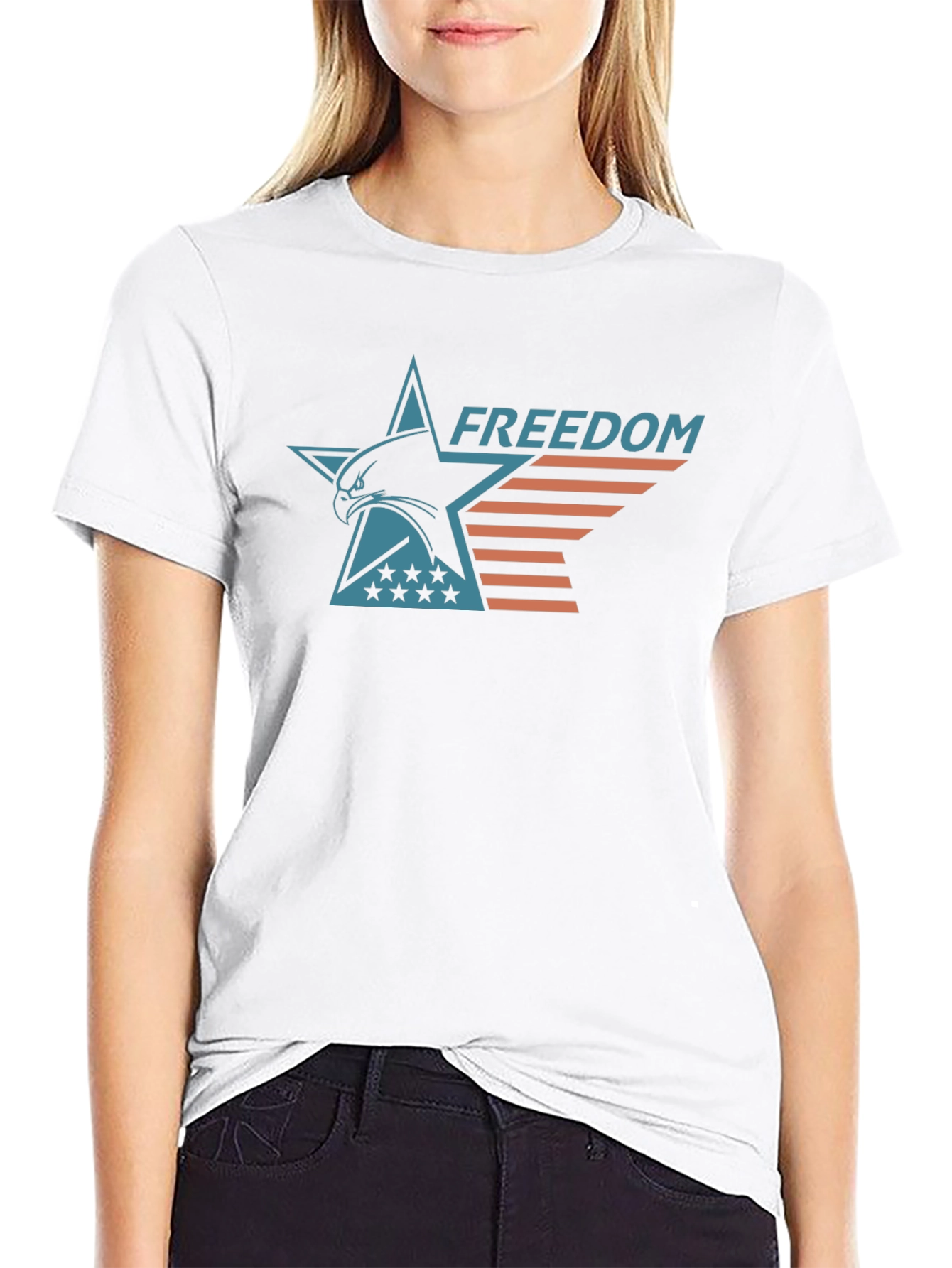 Freedom Eagle Graphic Tee - Black Cotton Blend