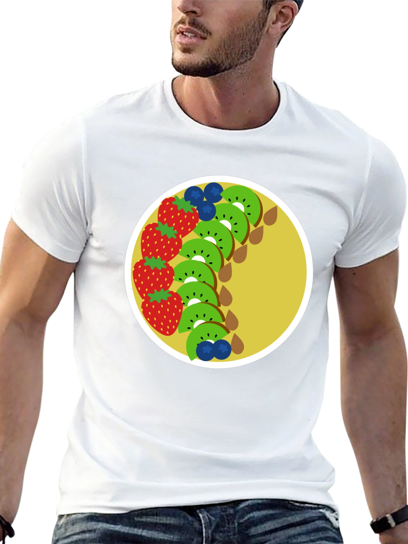Fun Fruit Graphic Tee - Black Cotton T-Shirt