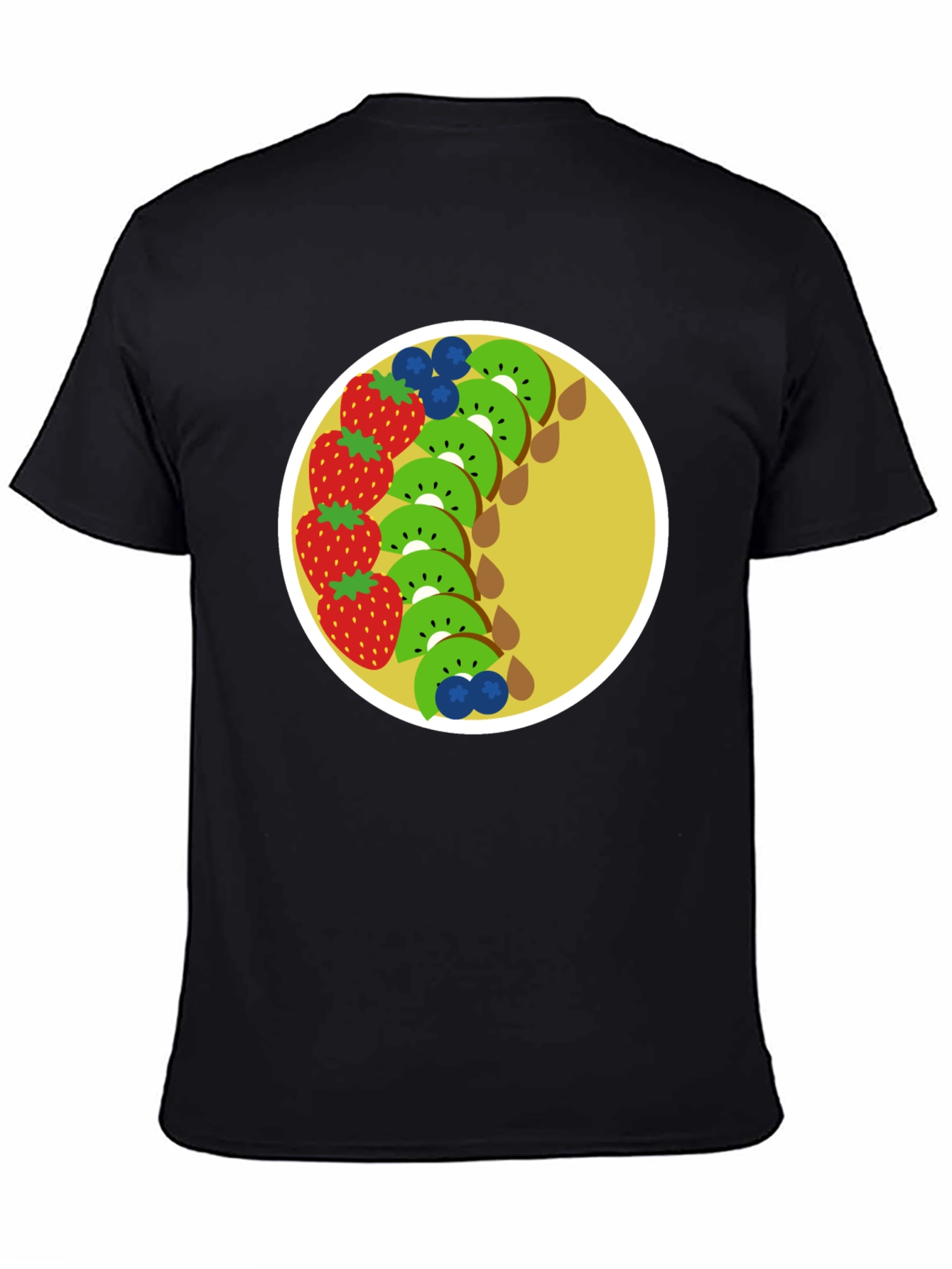 Fun Fruit Graphic Tee - Black Cotton T-Shirt