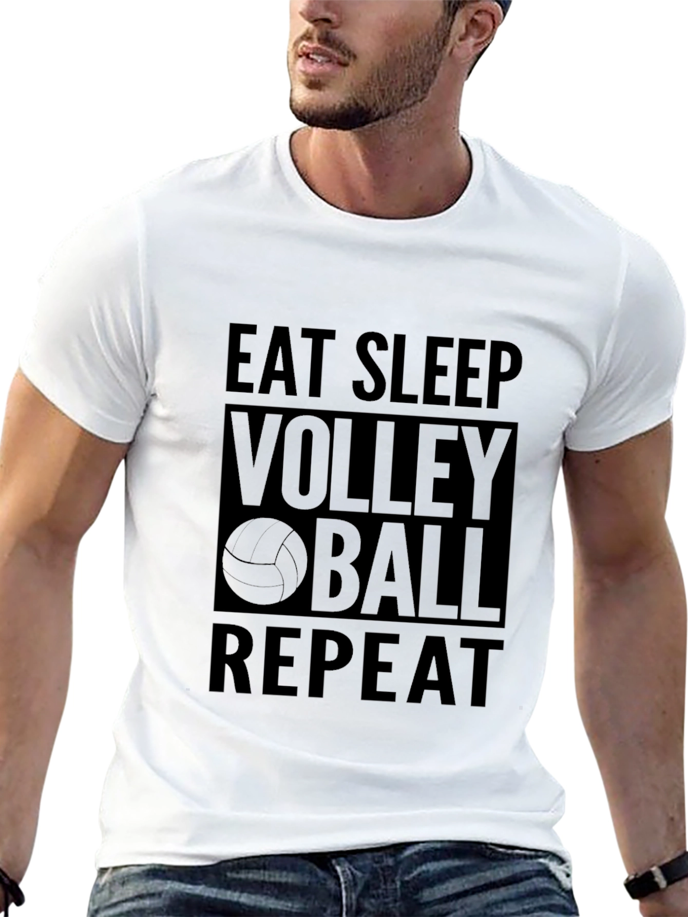 Eat Sleep Volleyball Repeat Black Tee Shirt