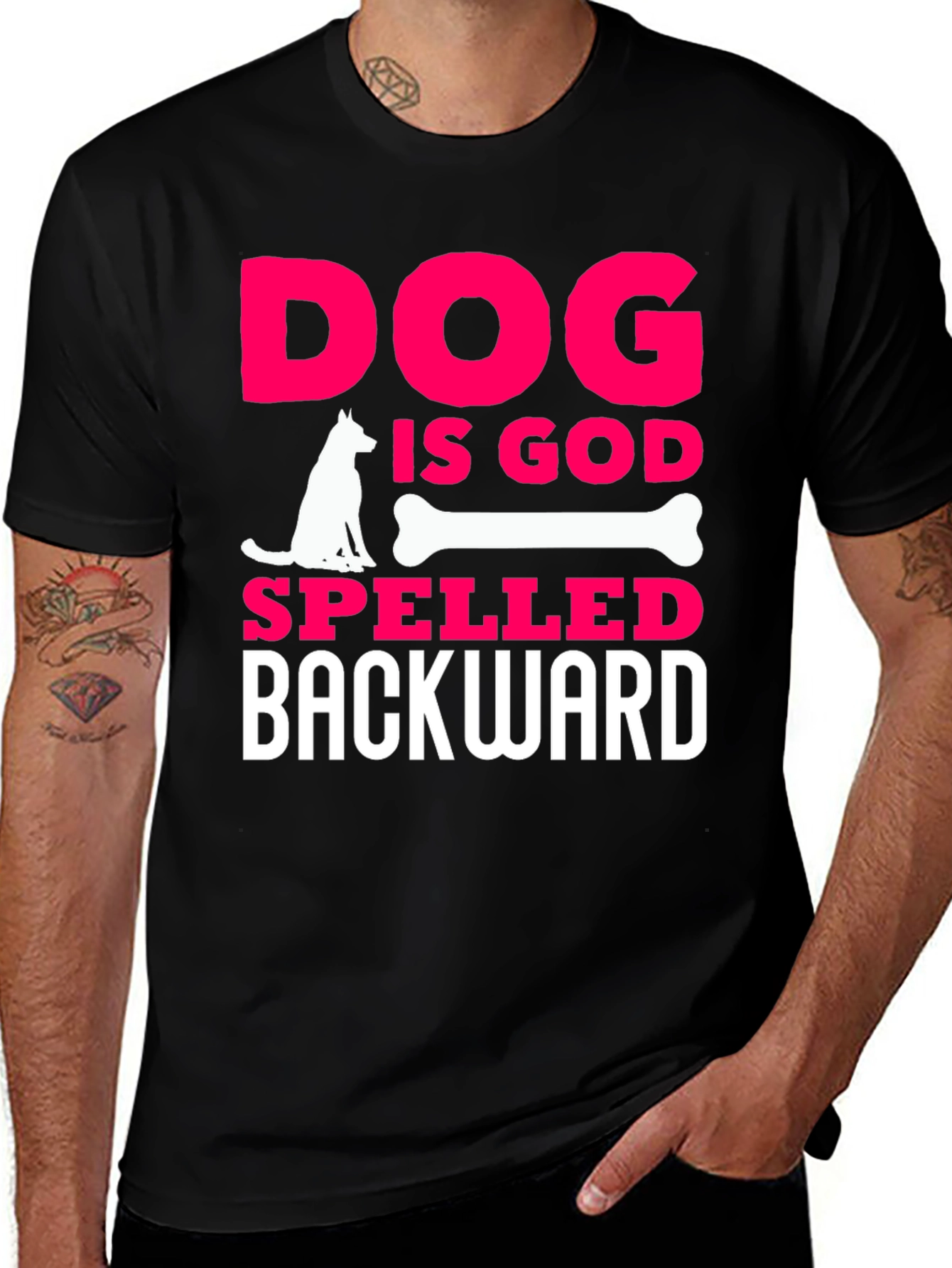 Dog Is God Backwards Graphic T-Shirt