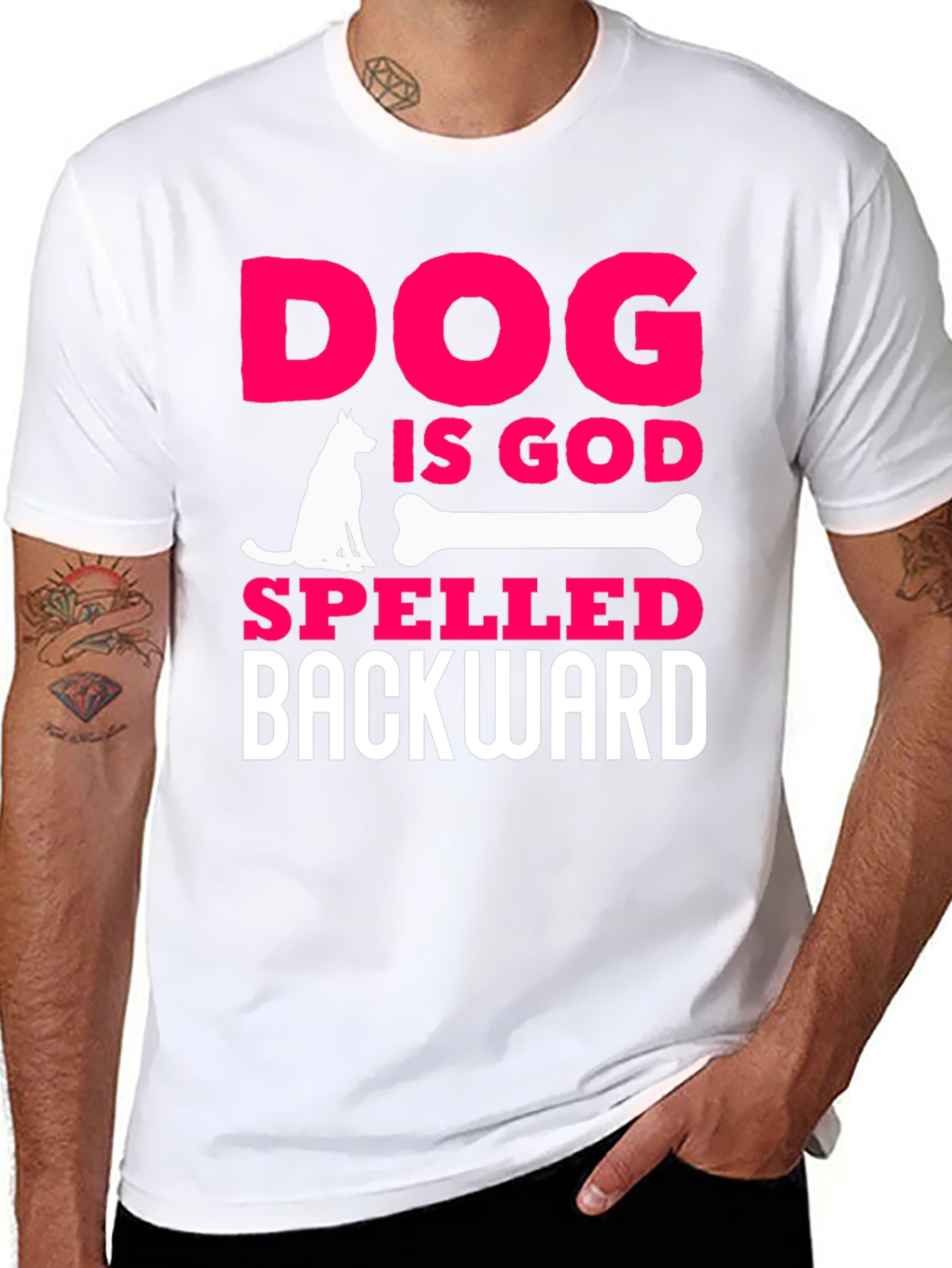 Dog Is God Backwards Graphic T-Shirt