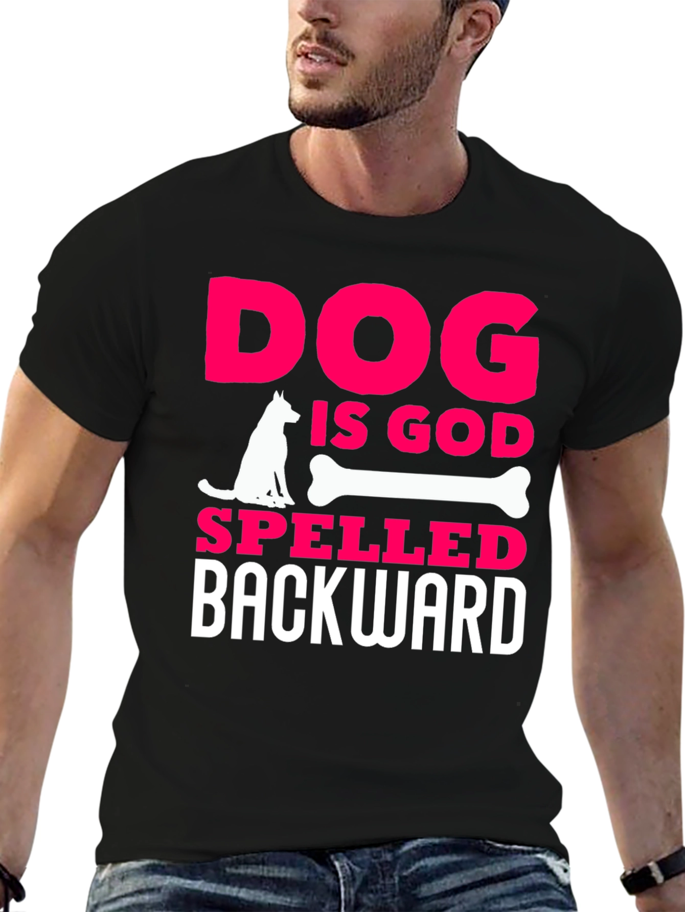 Dog Is God Backwards Graphic T-Shirt