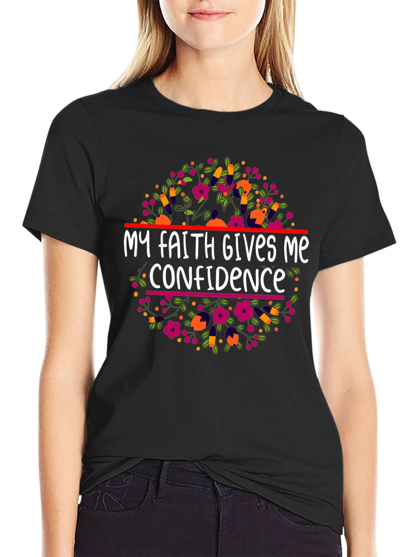 Faith Gives Me Confidence Floral T-Shirt