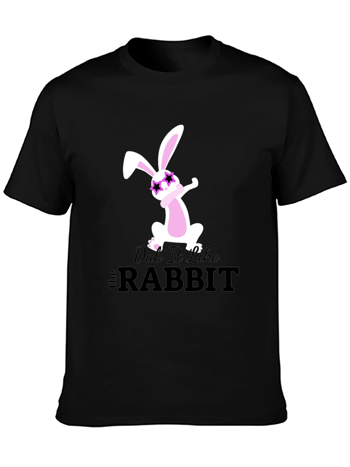 Dabbing Rabbit Graphic Tee - Trendy Black T-Shirt