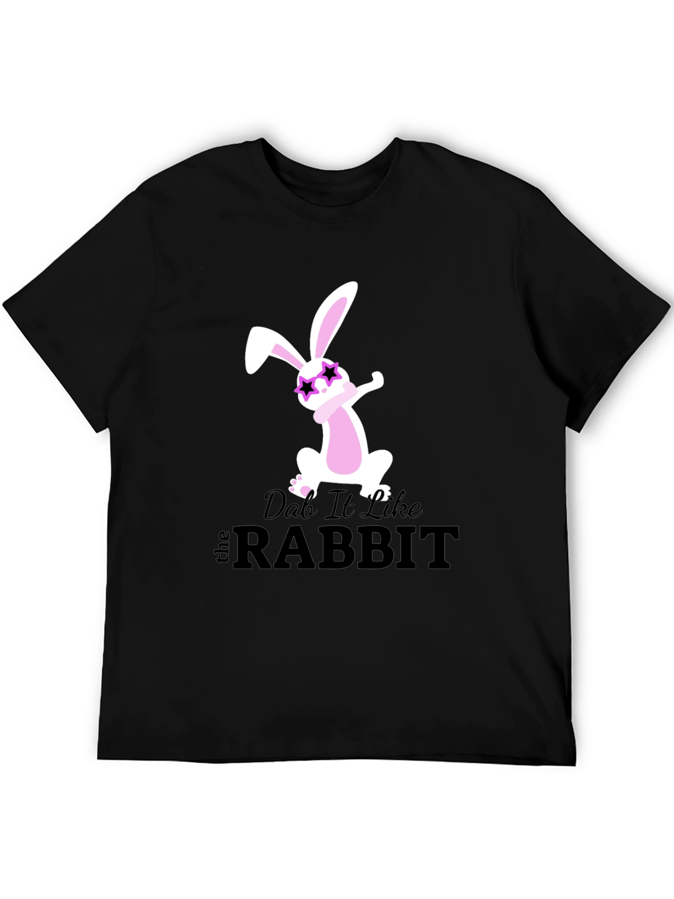 Dabbing Rabbit Graphic Tee - Trendy Black T-Shirt