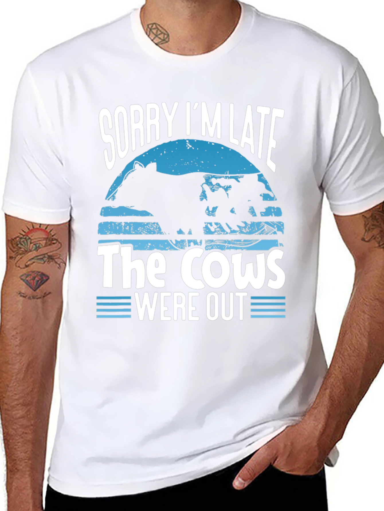 Sorry Im Late Cows Out Graphic Tee