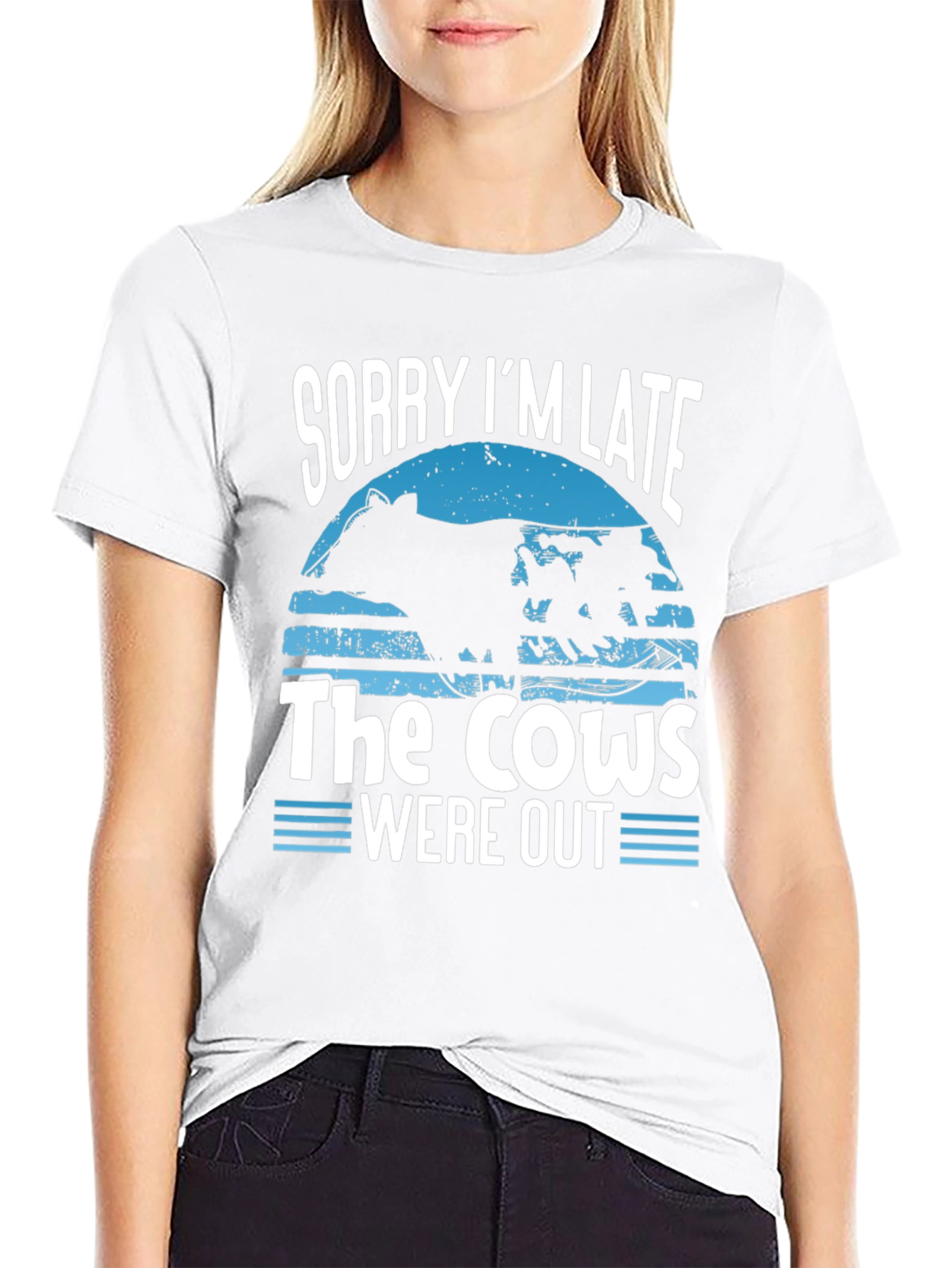Sorry Im Late Cows Out Graphic Tee