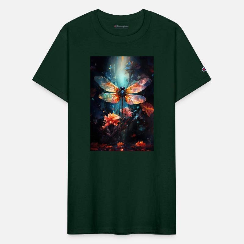 Dragonfly Flower Art - Stained Glass