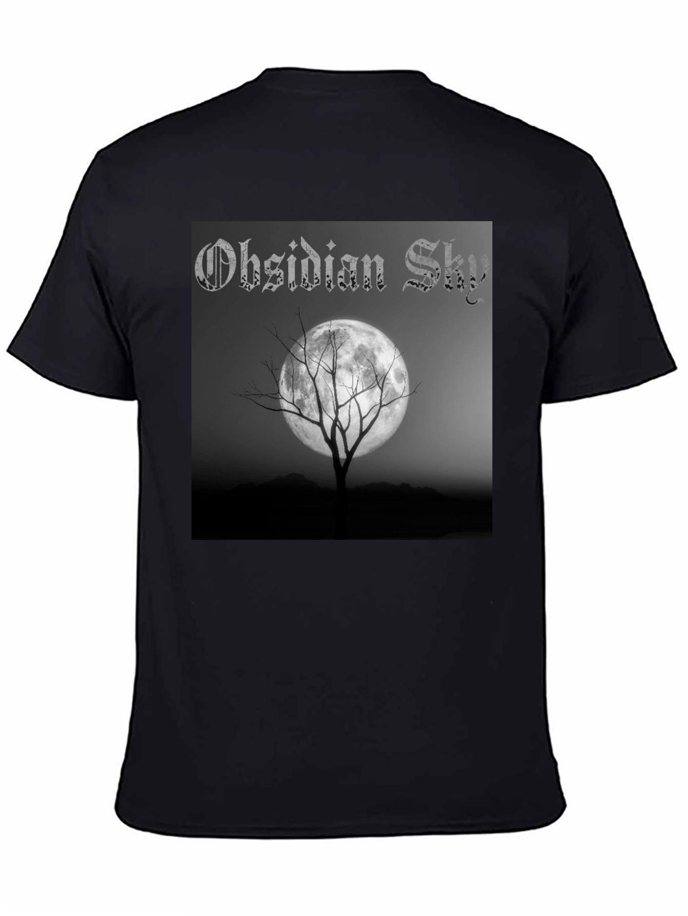 Obsidian Sky Moon Tree Black T-Shirt