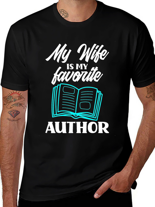 My Wife is My Favorite Author T-Shirt - Black
