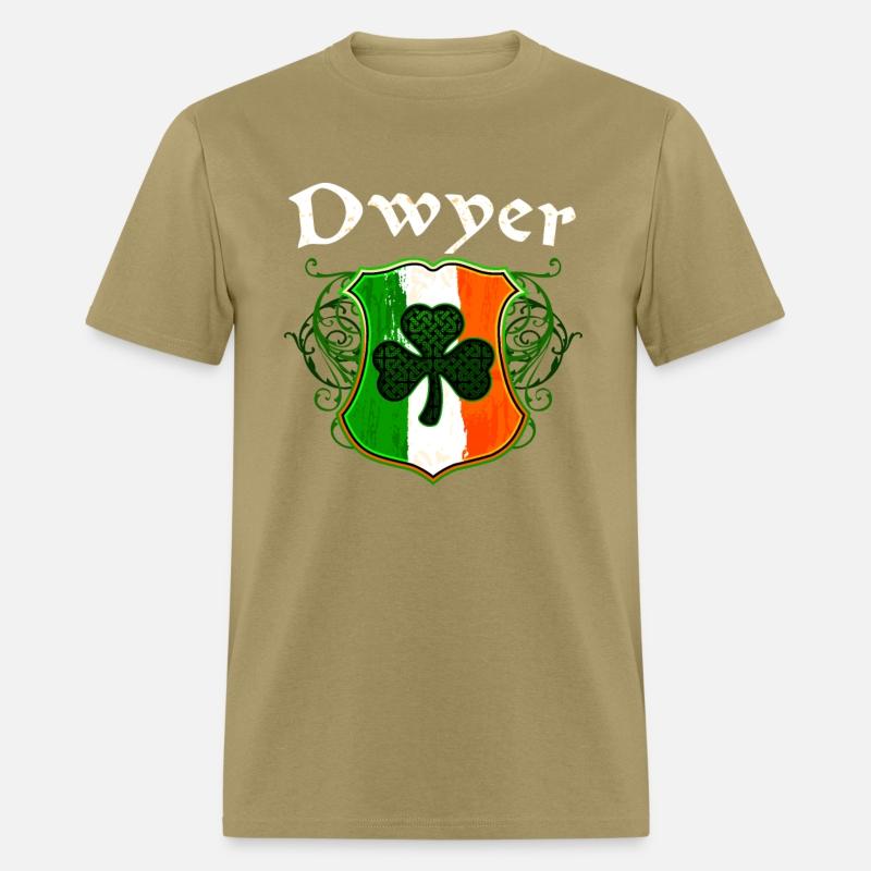 Dwyer Irish Surname Ireland Flag Shield Shamrock