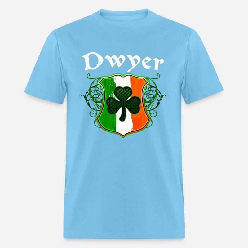 Dwyer Irish Surname Ireland Flag Shield Shamrock