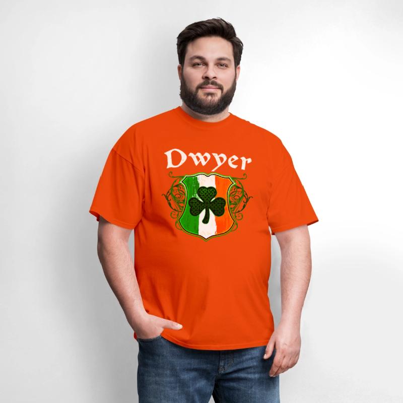 Dwyer Irish Surname Ireland Flag Shield Shamrock