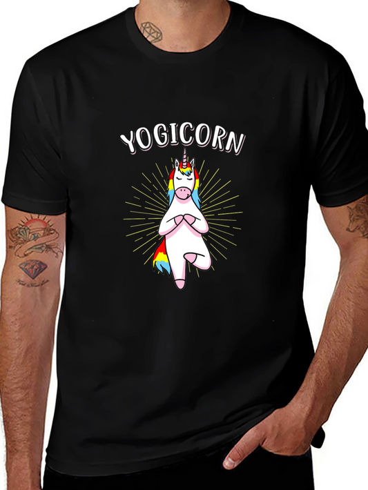Yogicorn Black Cotton Tee - Unicorn Yoga