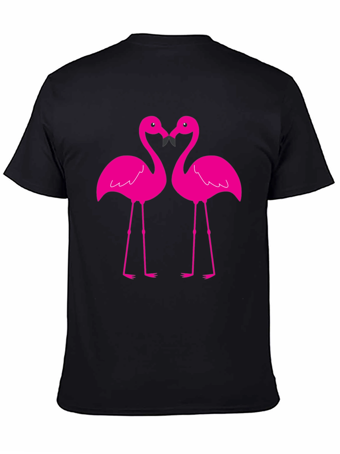 Flamingo Love T-Shirt - Black Cotton Blend