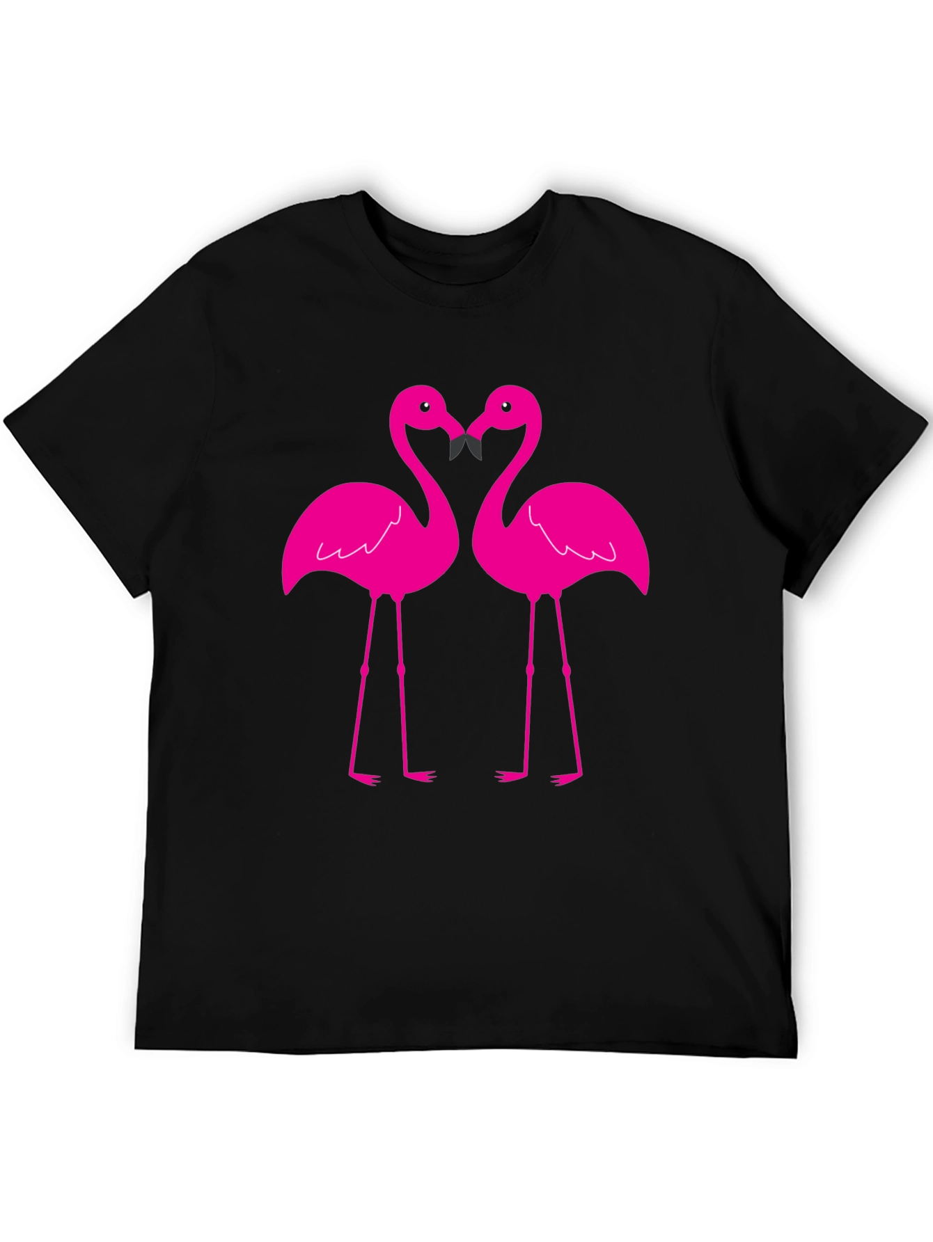 Flamingo Love T-Shirt - Black Cotton Blend
