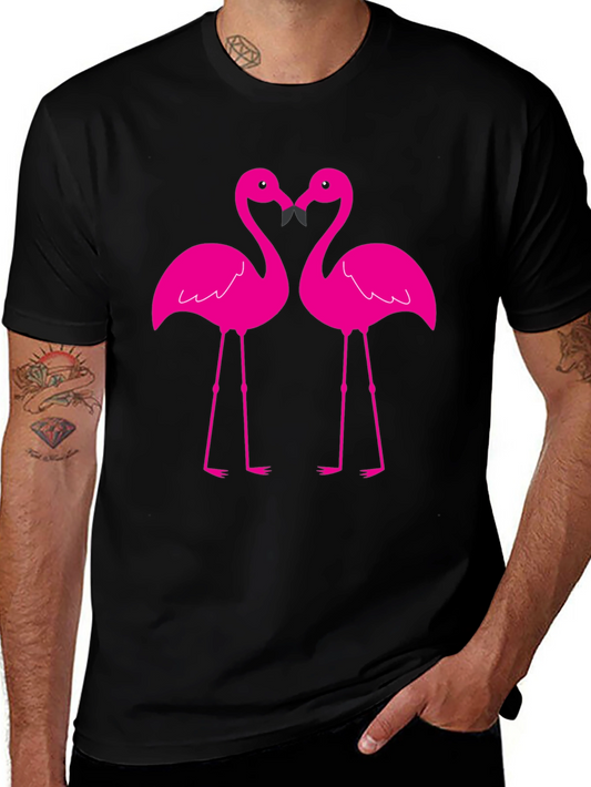 Flamingo Love T-Shirt - Black Cotton Blend