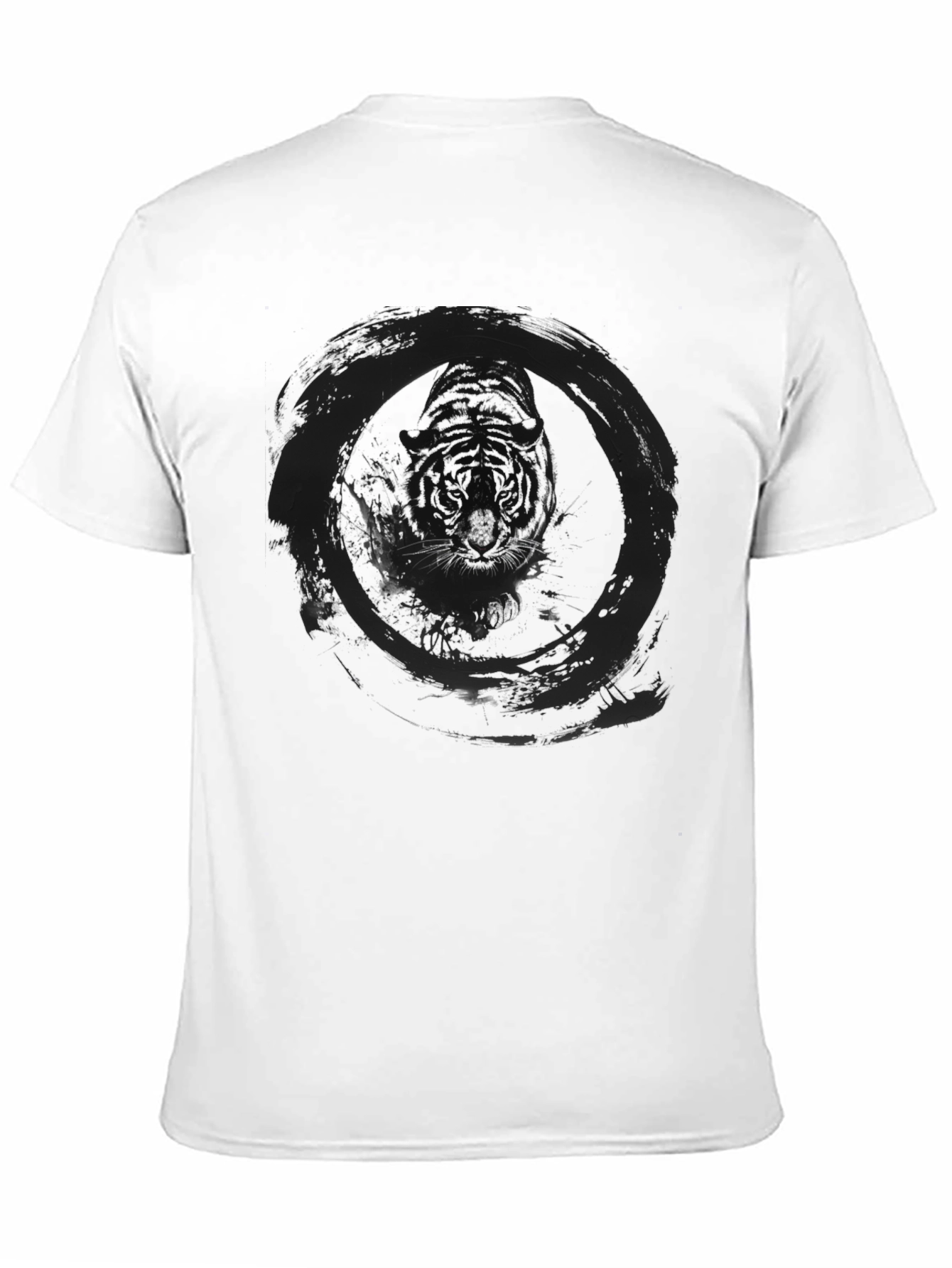 Tiger Circle Graphic Tee - Black Cotton Blend