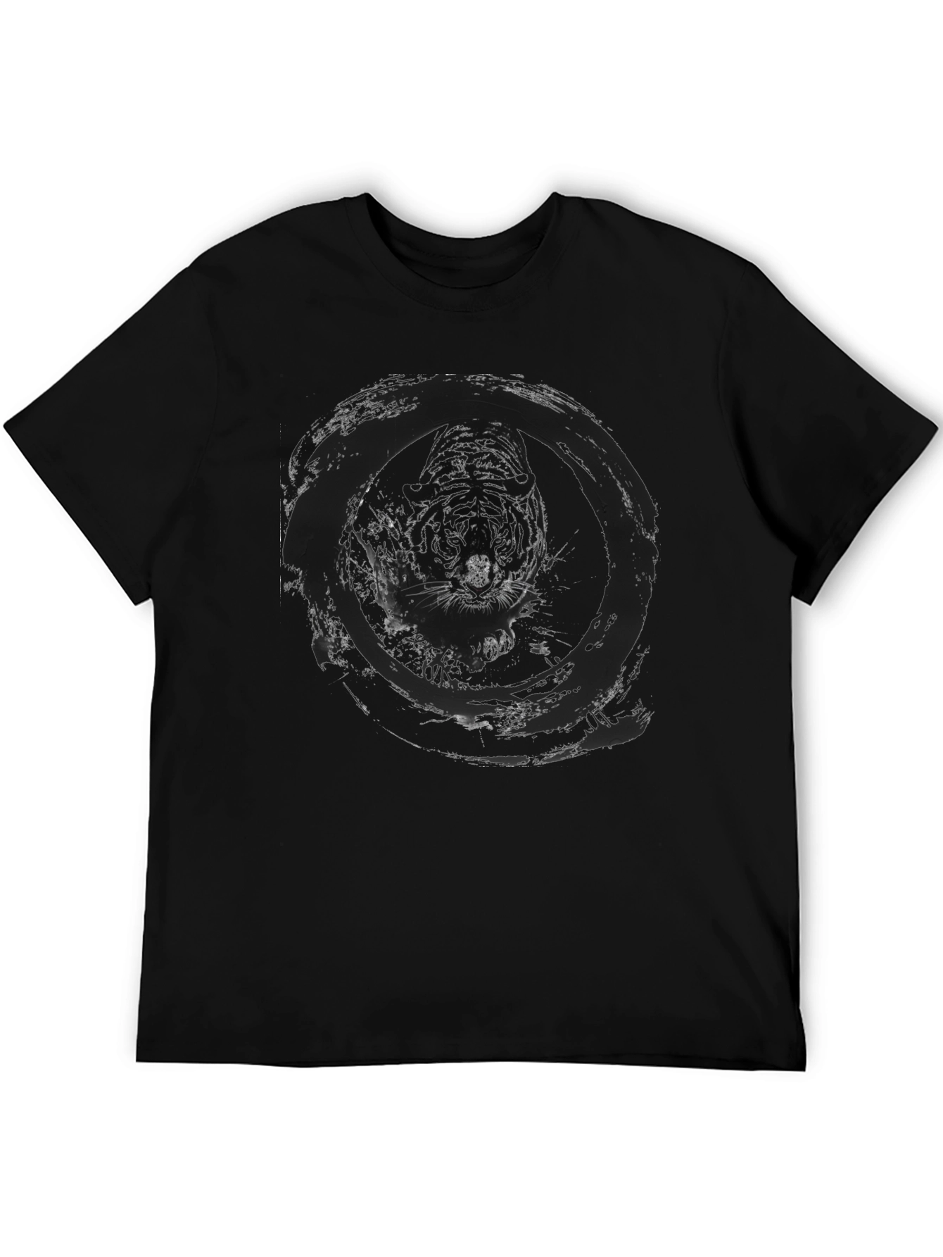 Tiger Circle Graphic Tee - Black Cotton Blend
